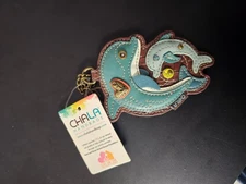Chala Dolphin Whimsical Key Chain Coin Purse Bag Fob Charm