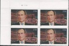Plate Block of 4 stamps - Scott 3882 - 37 cent - Moss Hart - 2004 - MNH