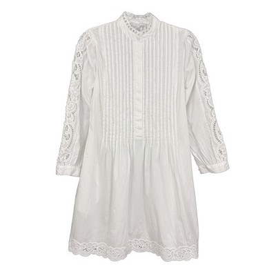 MADEWELL Pintucked Eyelet Mini Dress S White 100% Cotton Long Sleeve NWT  B29 | eBay