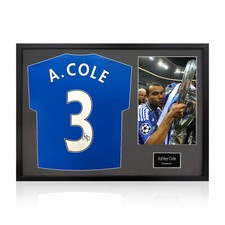 Ashley Cole Signed Framed Chelsea Football Shirt in Black