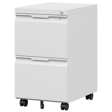 2 Drawer Locking File Cabinet Under Desk Mobile Rolling Storage Fits Letter Size