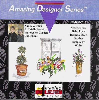 WATERCOLOR GARDEN Embroidery Card - Bern. Deco, Baby Lock, Brother, Sim - TESTED