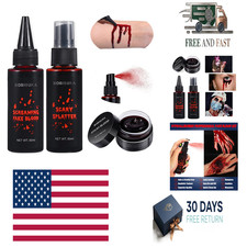 Halloween Fake Blood Makeup Kit 3 Pieces Coagulated Spray Dripping Realistic