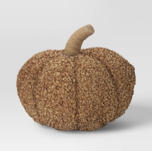 Gemütlich geformtes Kürbis Überwurf Kissen Sherpa hellbraun Schwelle Neu mit Etikett Herbst Dekor 12 Zoll Neu - Bild 1 von 1