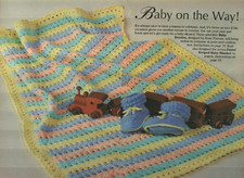 BABY BOOTIES STRIPED BABY BLANKET DIGEST SIZE CROCHET PATTERN INSTRUCTIONS