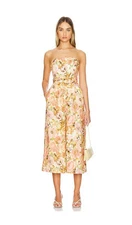 NWT Zimmermann Golden Belted Strapless Linen Jumpsuit 4 US12