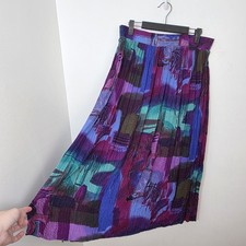 Vintage Purple Blue Multicolor Watercolor Artsy Moody 90s Maxi Skirt Size Medium