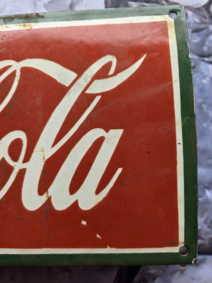 VINTAGE DRINK COCA-COLA PORCELAIN SIGN BEVERAGE SODA COKE  16"x8"  - Image 3 of 4