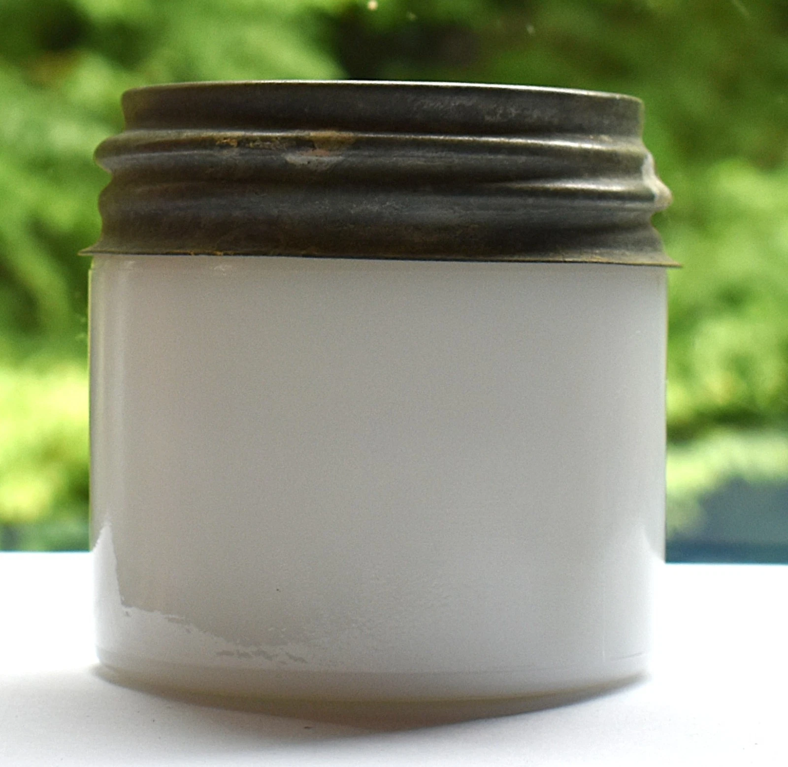 Midcentury Milk Glass Food Mason Jar Dominion Glass with Atlas Boyds Cap