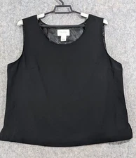 Tally Taylor Top Women 16 W Black Pullover Tank Lined Scoop Shell Career Vintage