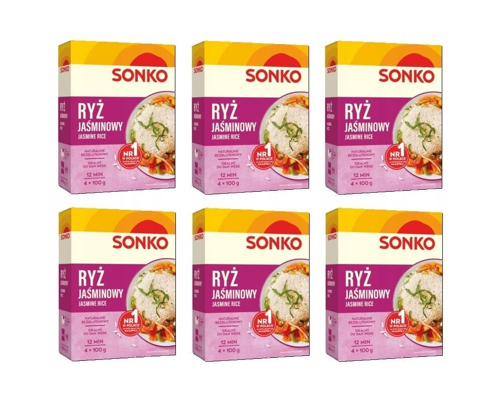 Sonko Jasminreis 6x(4x100g) Kochbeutel – Thai Duftreis 2.4kg Reiskocher Geeignet