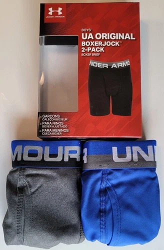 Under Armour Boys Performance Boxer Briefs YMD YLG Youth UA Boxerjock Blue New