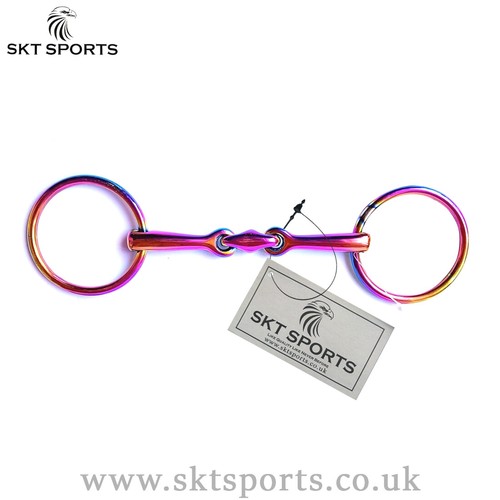 SKT RAINBOW LOOSE RING LOZENGE FAT LINK STAINLESS STEEL SNAFFLE HORSE BIT - Picture 2 of 2