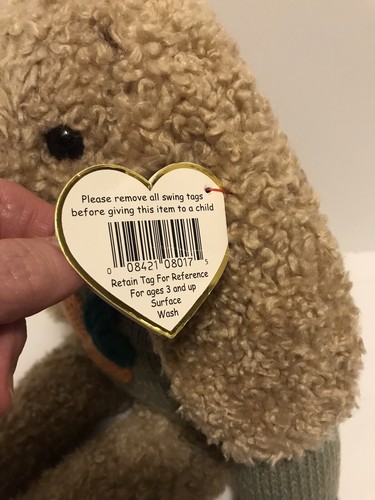 Collectible Ty Classic Plush 18 In Tan Curly Bunny Wearing Carrot Sweater EUC - Picture 4 of 9