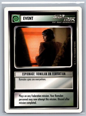Star Trek CCG Espionage: Romulan On Federation TCG Decipher Premiere 1995 Beta