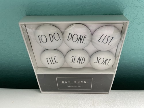 Rae Dunn Magnet Set of 6 TO DO, DONE, LIST, FILE, SEND, SORT NEW IN BOX