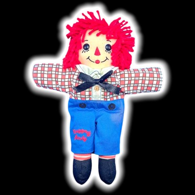 Raggedy Andy  Collector Doll Rag Toy Red Yarn Hair Blue Overall  Applause