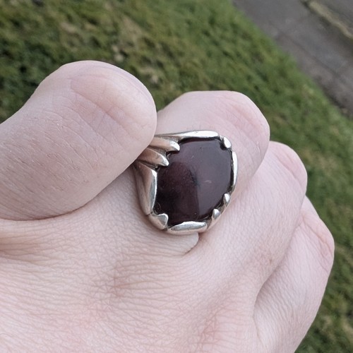 Silver Carnelian Signet Ring - Size R Chunky - Picture 3 of 9