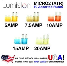 Micro2 ATR Automotive Fuses Assorted 10 pcs Lumision 5A 7.5A 10A 15A 20A Set Pak