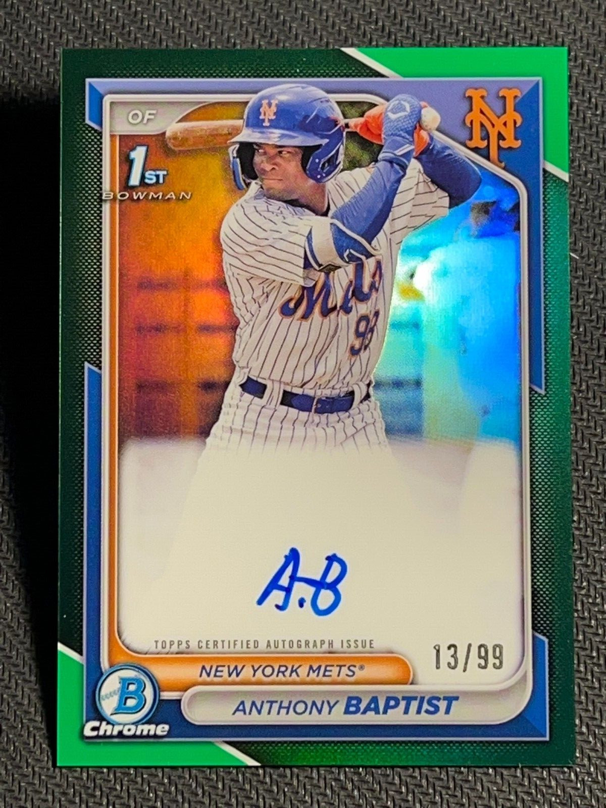 2024 Bowman Chrome 1st PROSPECT ROOKIE GREEN REFRACTOR AUTO Anthony Baptist /99
