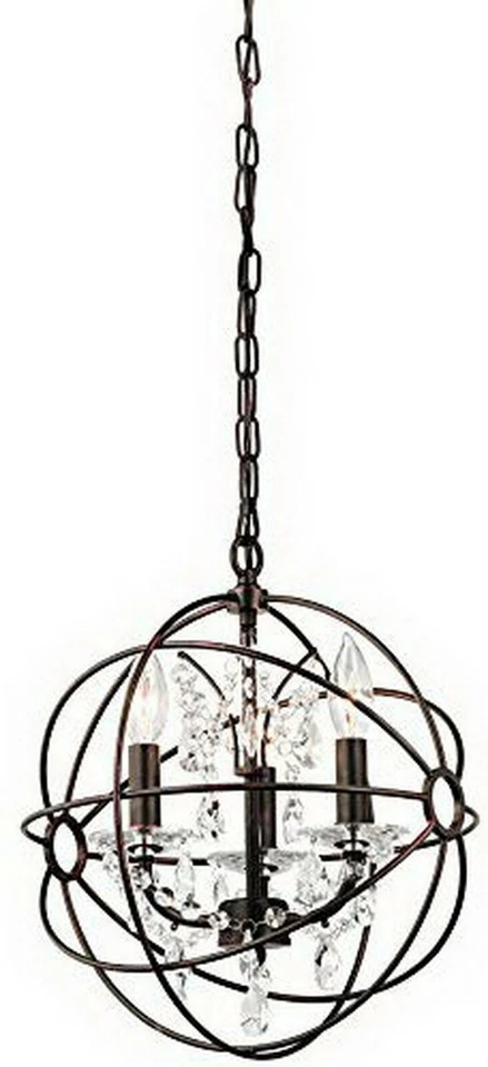 Coffee Copper Highlights Crystal Clear Glass Orb Pendant/Chandelier $252 - Image 2 of 4