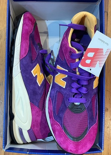 Size 11.5 - New Balance Teddy Santis x 990v2 Made in USA Purple Yellow Rare New - Picture 2 of 5