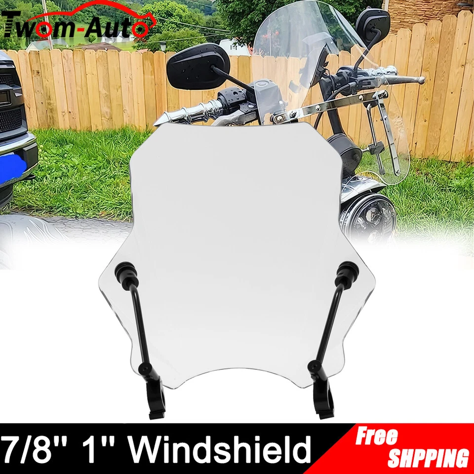 For Honda Honda Large Motorcycle 15.55" Clear Windshield 7/8" 1" Handlebar - Image 4 of 4