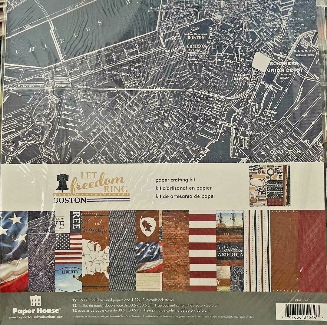 Paper House~12X12 LET FREEDOM RING~BOSTON~ paper crafting kit~Quick Ship