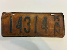 Kansas license plate circa 1918/1919 (Plate#14314)- steel
