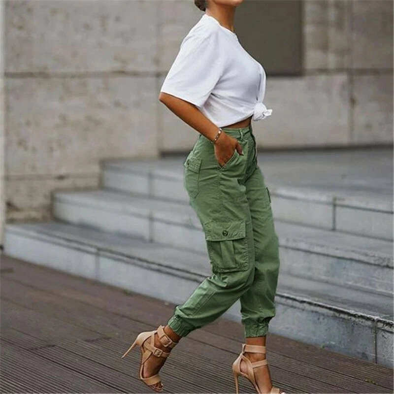  WMZJSZHY Pantalones cargo para mujer, cintura alta