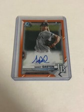 Sandy Gaston 2021 1st Bowman Chrome Orange Shimmer Auto /25
