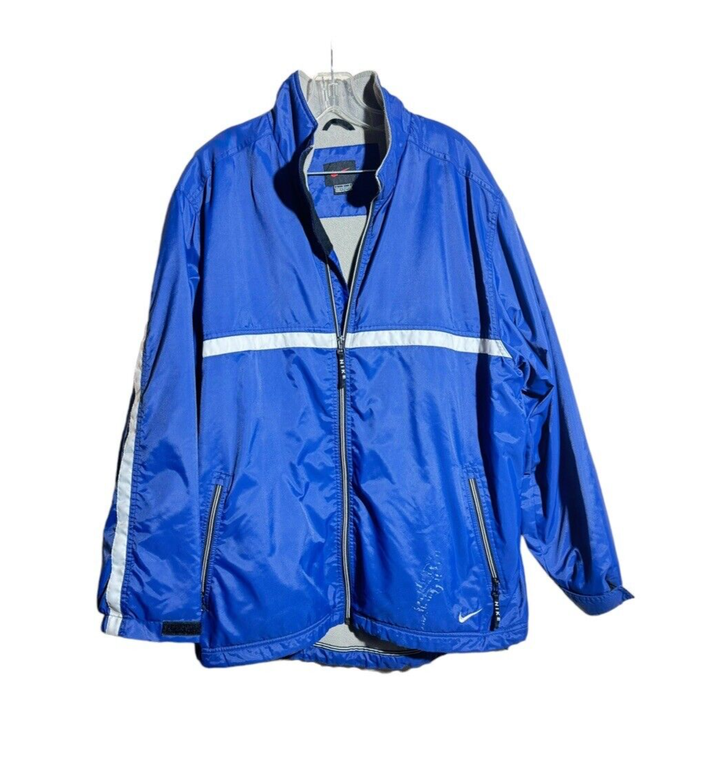 SACAI X NIKE Nike Giacca Vintage Uomo Grande Isolata Foderata in Pile Blu Bianco Zip Up Y2K