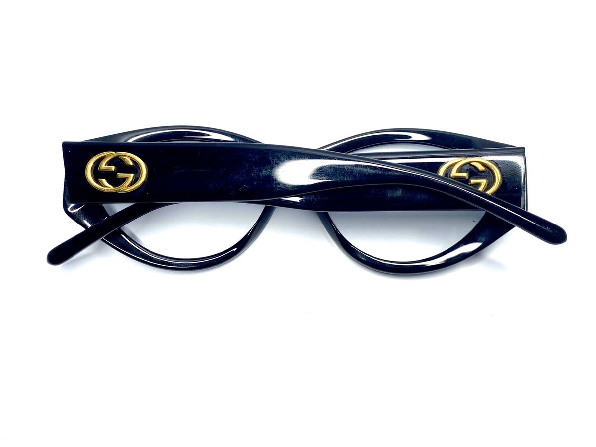 GUCCI グッチ サングラス インターロッキング 2195/S 807 New Gucci Black Cat Eye Glasses Gold Logo Temples Italy GG