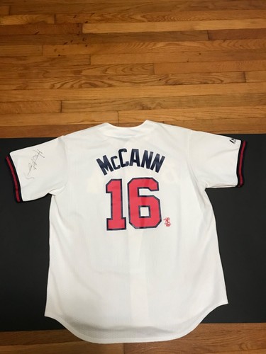 Vintage Majestic MLB Atlanta Braves #16 McCann Autograph Signed Baseball Jersey - Picture 11 of 13