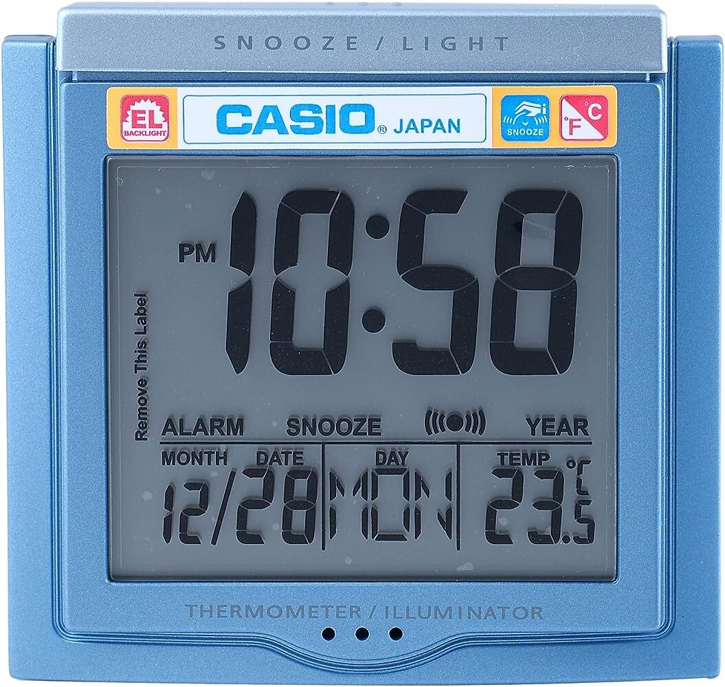 Casio Blue Resin Digital Display Portable Quartz Table Clock DQ