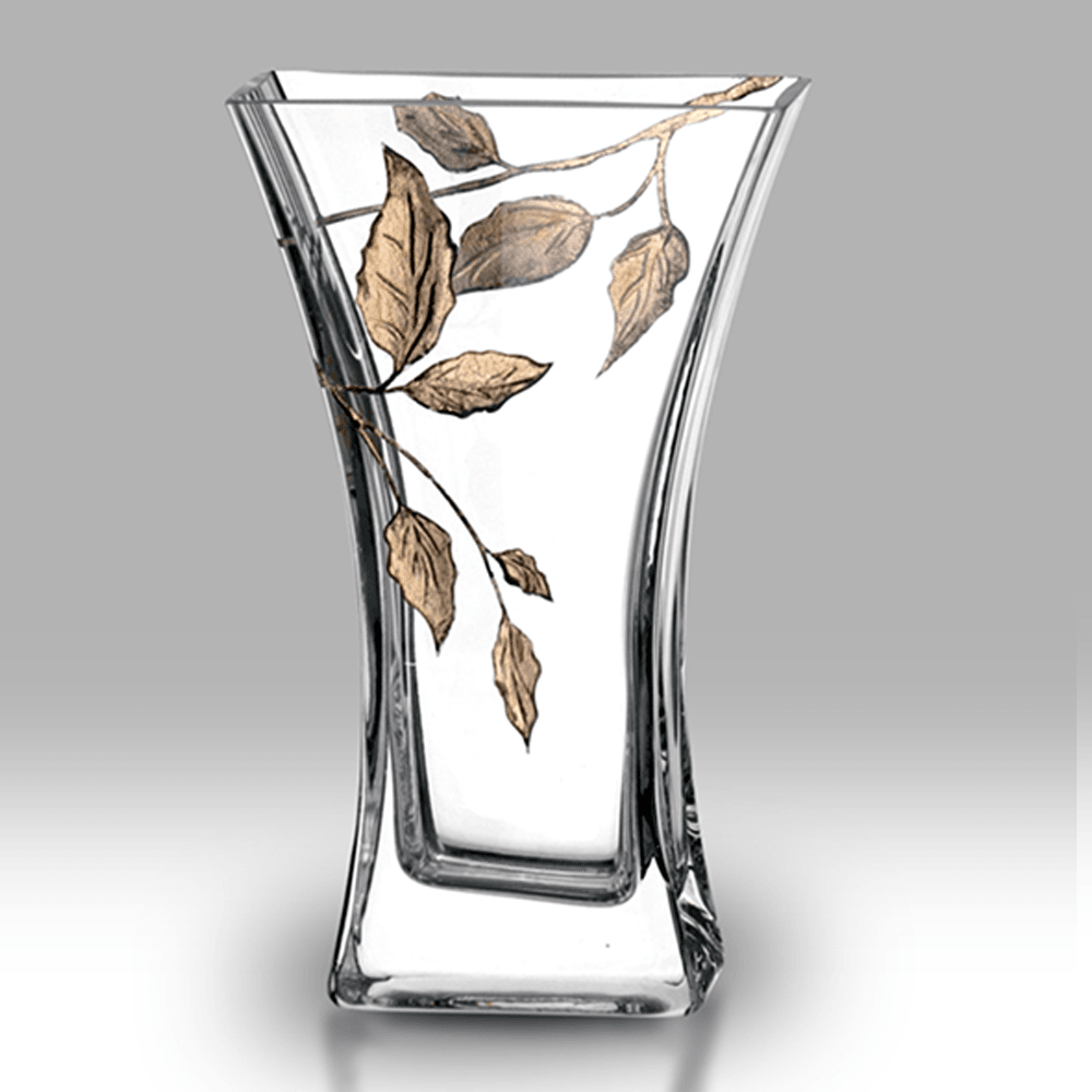 Nobile Glassware Gold Leaf Flared Glass Vase - 23cm 4786