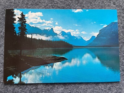 Morning mist, Maligne Lake, Jasper Park, Alberta Canada Vintage Postcard