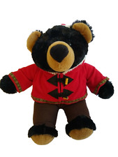 Dan Dee Teddy Bear Plush Stuffed Animal Black Large Nose Red Sweater Winter 14"