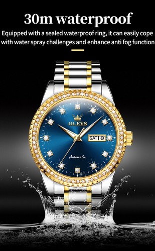 Herrenarmbanduhr Stahlband Automatik Mechanische Uhr Wasserdicht Tagesdatum - Bild 12 von 16