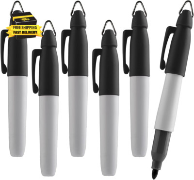 Mini Permanent Markers, Assorted Colours, Fine Point, 6 Count (Black)      