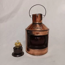 Copper Port Nautical Lantern Red Globe 9" x 4.5"