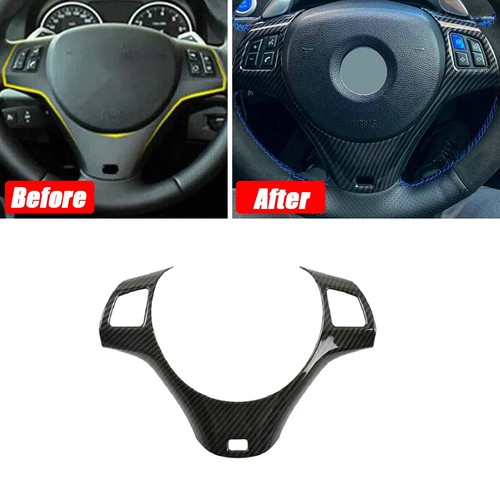 For BMW E90 E92 E93 335i 325i 330i Carbon Fiber Style Steering Wheel Frame Cover - Bild 9 von 13
