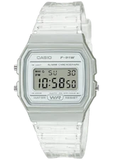 Casio F91WS-7,   7 Year Battery Chronograph Watch, Clear Silicone Strap, Alarm