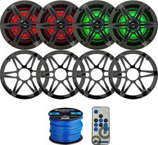 2PK Enrock Marine 6.5" Water-Resistant Black Speakers 50 Ft 16-G Speaker Wire