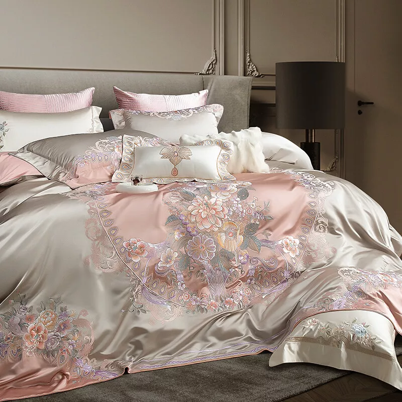 Nature Silk Cotton Bedding Set 4pcs Quilt Cover Flat Sheet 2 Pillowcases Silky - Image 4 of 4