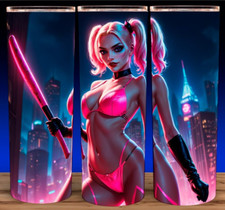 Harley Quinn en Lencería Rosa con Bate de Béisbol Taza Taza Vaso 20oz