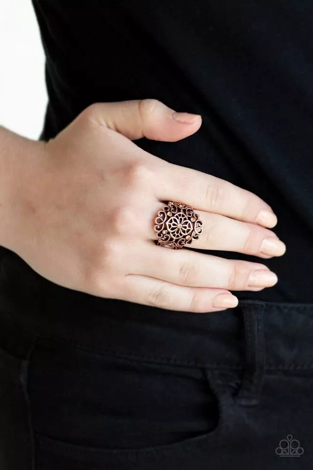 Copper flower 2024 ring paparazzi