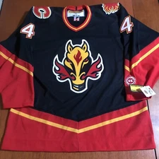 Koho Jordan Leopold Calgary Flames Blasty Horse Head NHL Hockey Jersey Black L