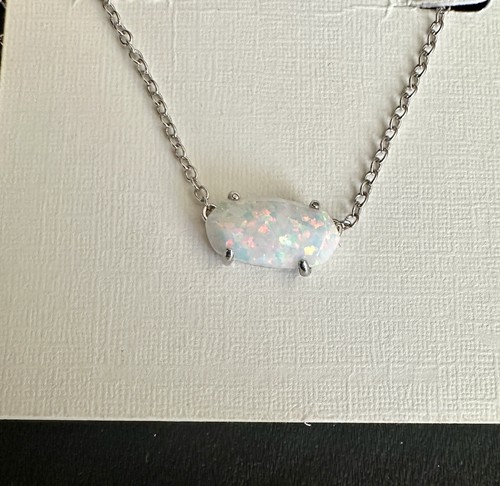 Kendra Scott Ever White Opal/ Rhodium Necklace - Picture 4 of 4