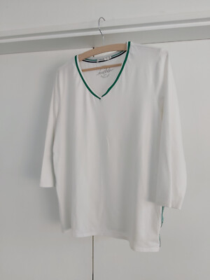 Cecil Damen T-Shirt Gr. L weiss  Baumwolle mit Galonstreifen gebr. w.Neu
